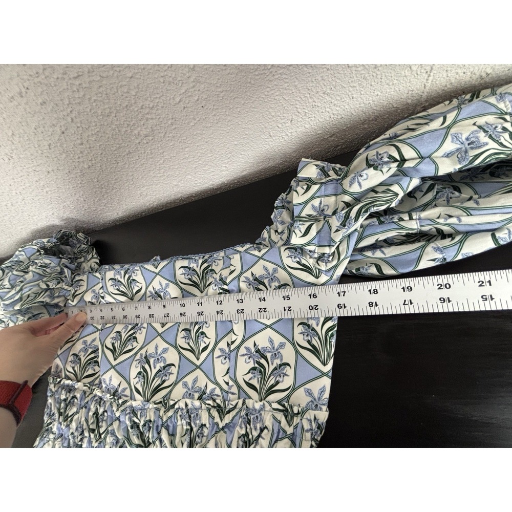 AGUA BY AGUA BENDITA Jamaica Off-The-Shoulder Balloon Floral Top L Celeste READ - Picture 13 of 16